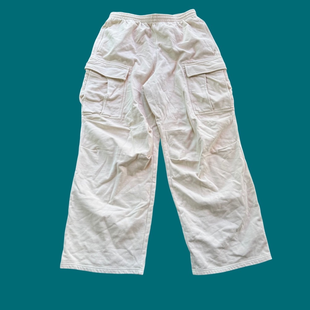 SKIMS Boyfriend Fleece Cargo Sweatpants Buff Cream WL-WLG-8021W L New